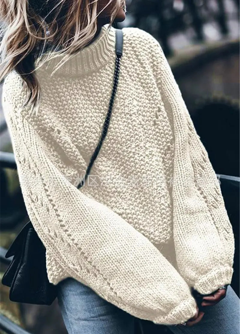 Pullover Sweater, Trendy Knitted Top, Loose Fit Sweater